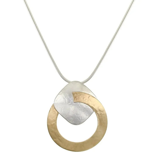 Marjorie Baer Necklaces Marjorie Baer Large Ring with Rounded Square Necklace N0968D Marjorie Baer Large Ring with Rounded Square Necklace N0968D