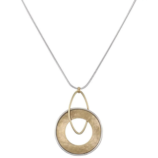 Marjorie Baer Necklaces Marjorie Baer Large Wide Ring with Wire Edge Necklace - N9944D Marjorie Baer Large Wide Ring with Wire Edge Necklace - N9944D