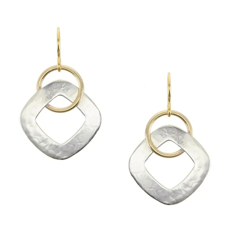 Marjorie Baer Earrings Marjorie Baer Medium Cutout Square with Interlocking Ring Wire Earrings - E1252DW Marjorie Baer Medium Cutout Square with Interlocking Ring Wire Earrings - E1252DW