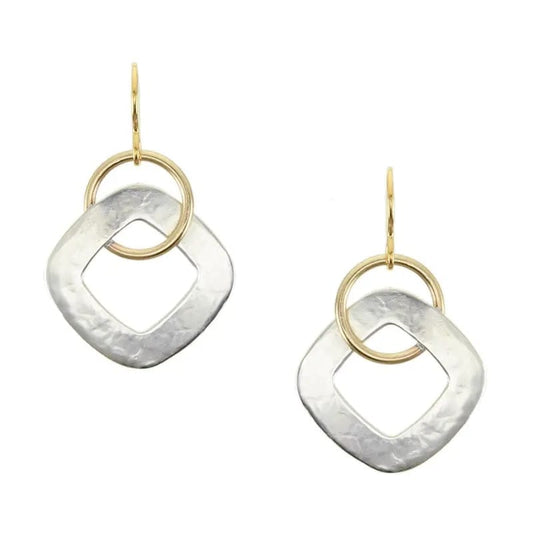 Marjorie Baer Earrings Marjorie Baer Medium Cutout Square with Interlocking Ring Wire Earrings - E1252DW Marjorie Baer Medium Cutout Square with Interlocking Ring Wire Earrings - E1252DW