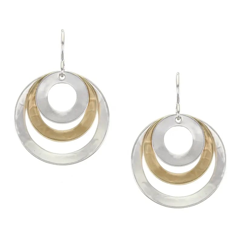 Marjorie Baer Earrings Marjorie Baer Medium Layered and Tiered Wide Rings Wire Earrings - E0523DW Marjorie Baer Medium Layered and Tiered Wide Rings Wire Earrings - E0523DW