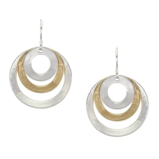 Marjorie Baer Earrings Marjorie Baer Medium Layered and Tiered Wide Rings Wire Earrings - E0523DW Marjorie Baer Medium Layered and Tiered Wide Rings Wire Earrings - E0523DW