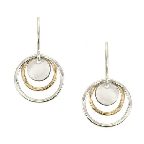 Marjorie Baer Earrings Marjorie Baer Mini Disc and Layered Rings Wire Earrings - E1382DW Marjorie Baer Mini Disc and Layered Rings Wire Earrings - E1382DW