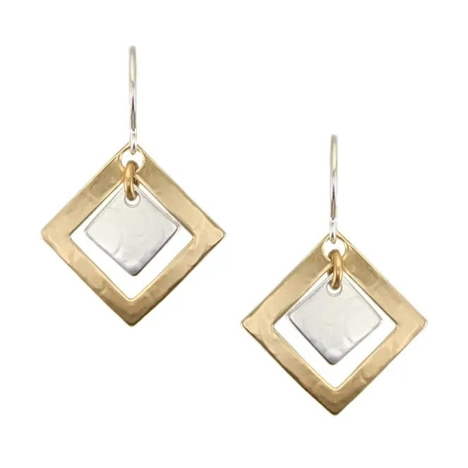 Marjorie Baer Earrings Marjorie Baer Small Frame with Hanging Square Wire Earrings - E1681DW Marjorie Baer Small Frame with Hanging Square Wire Earrings - E1681DW