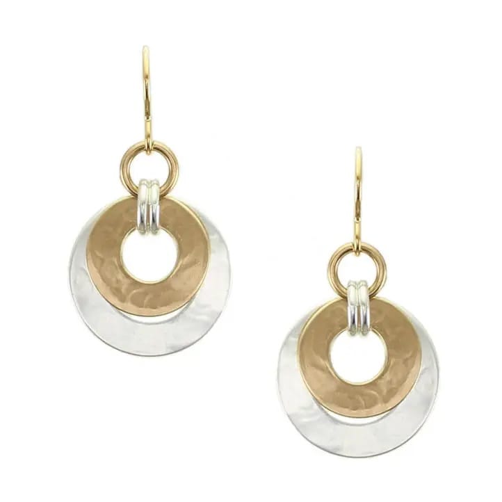 Marjorie Baer Earrings Marjorie Baer Small Layered Double Linked Rings Wire Earrings - E1137DW Marjorie Baer Small Layered Double Linked Rings Wire Earrings - E1137DW