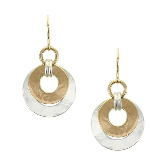 Marjorie Baer Earrings Marjorie Baer Small Layered Double Linked Rings Wire Earrings - E1137DW Marjorie Baer Small Layered Double Linked Rings Wire Earrings - E1137DW