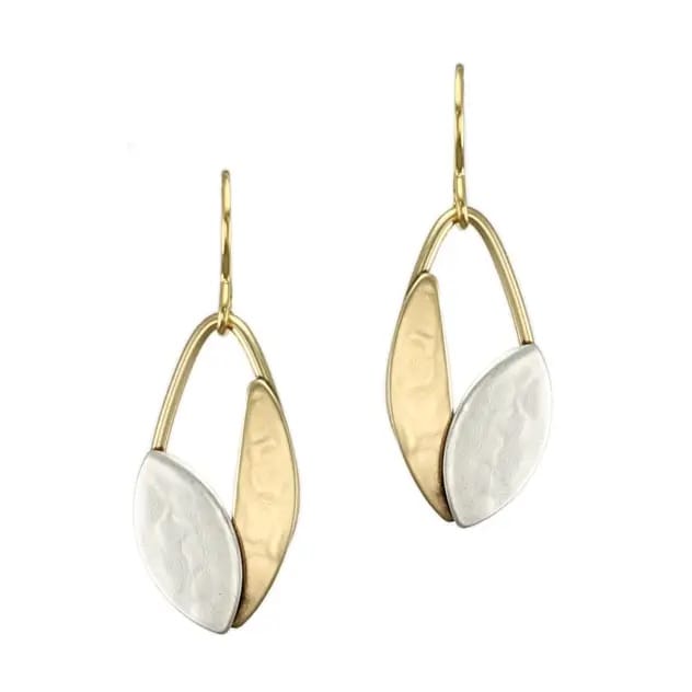 Marjorie Baer Earrings Marjorie Baer Small Leaves and Ring Wire Earrings - E8600DW Marjorie Baer Small Leaves and Ring Wire Earrings - E8600DW