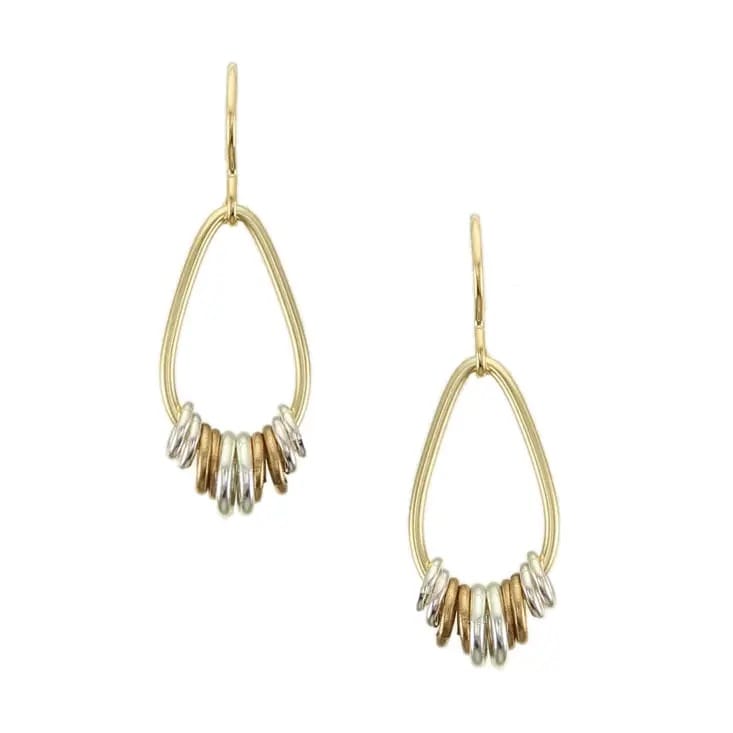 Marjorie Baer Earrings Marjorie Baer Small Teardrop with Accent Rings Wire Earrings - E1080DW Marjorie Baer Small Teardrop with Accent Rings Wire Earrings - E1080DW