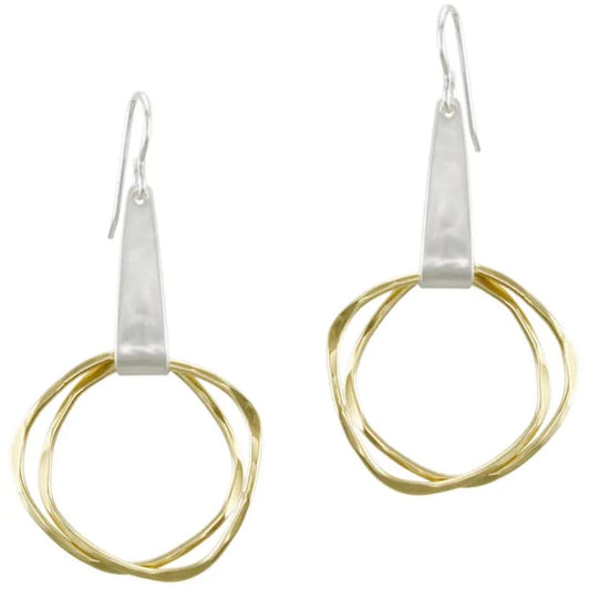 Marjorie Baer Earrings Marjorie Baer Triangular Loop with Hammered Rings Earrings - E5720DW Marjorie Baer Triangular Loop with Hammered Rings Earrings - E5720DW