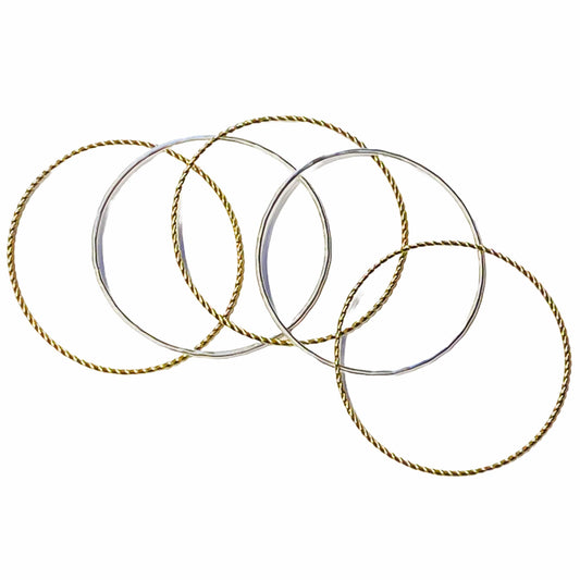 Marjorie Baer Bracelets Marjorie Baer Mix Metal Bangle Set - BR1477D 38174174 Marjorie Baer Mix Metal Bangle Set - BR1477D brass silver gold