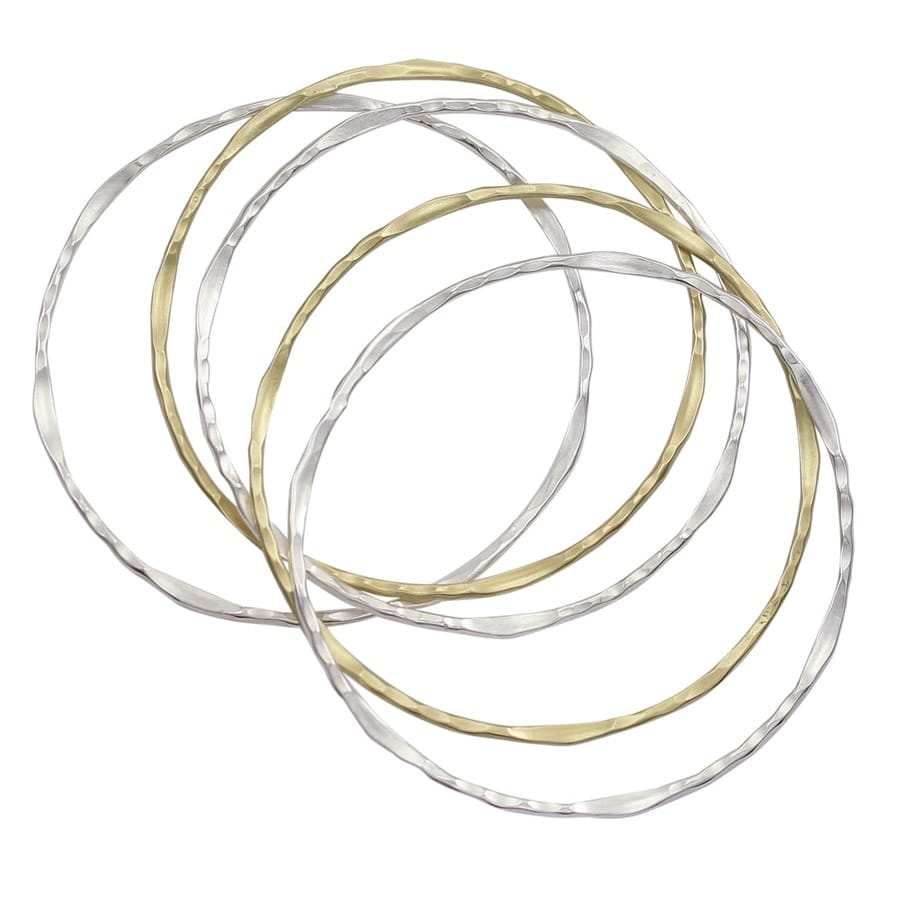 Marjorie Baer Bracelets Marjorie Baer Hammered Bangle Set - BR0774D 15858910 Marjorie Baer Hammered Bangle Set - BR0774D brass gold silver