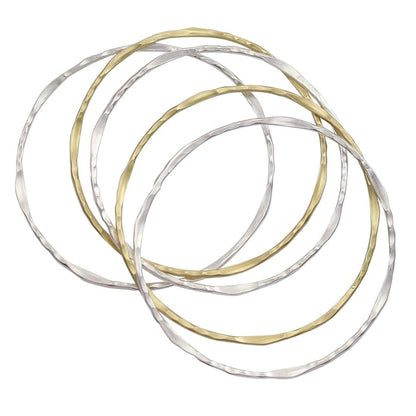 Marjorie Baer Bracelets Marjorie Baer Hammered Bangle Set - BR0774D 15858910 Marjorie Baer Hammered Bangle Set - BR0774D brass gold silver