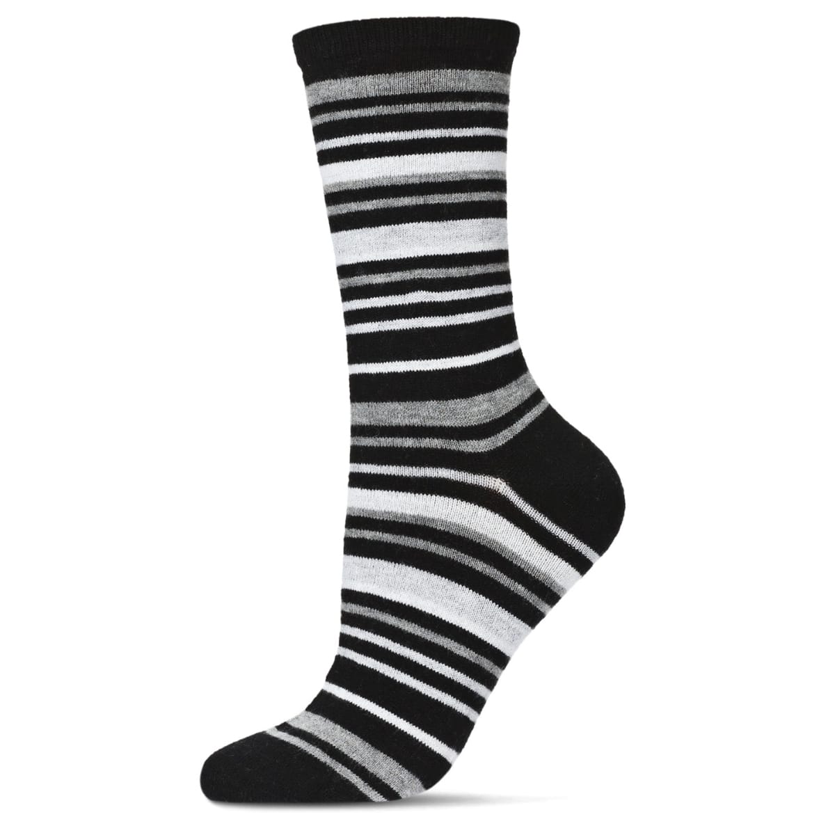 Black and white striped sock on a white background