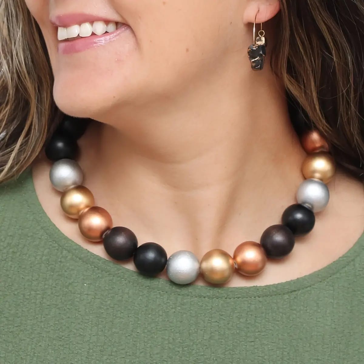 Sylca Designs Necklaces Sylca Metallic Faye Beaded Choker Sylca Metallic Faye Beaded Choker