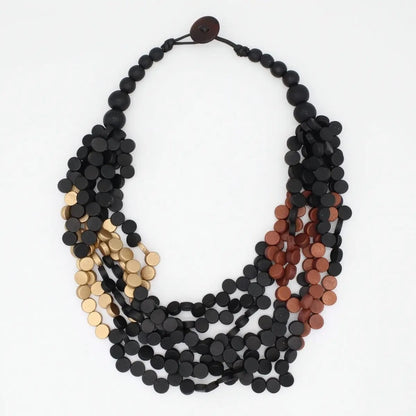 Sylca Designs Necklaces Sylca Midnight Mosaic Wooden Statement Necklace Sylca Midnight Mosaic Wooden Statement Necklace