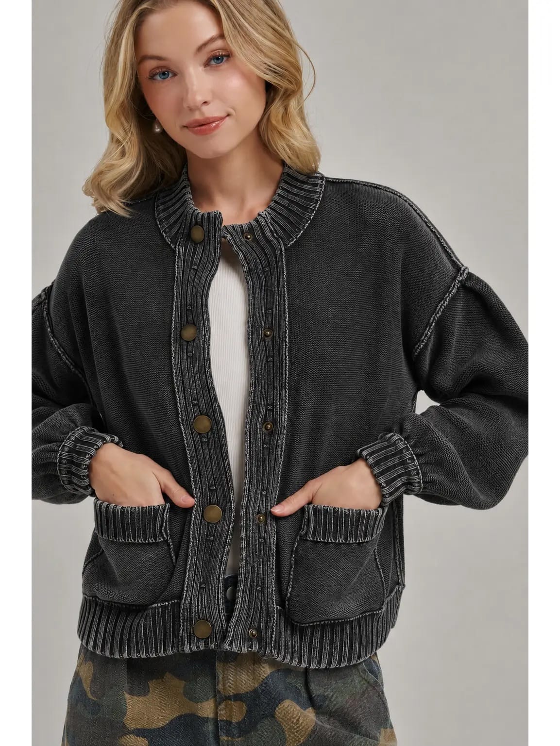 BON Jackets Mineral Wash Knit Boho Jacket - Multiple Colors Mineral Wash Knit Boho Jacket - Multiple Colors