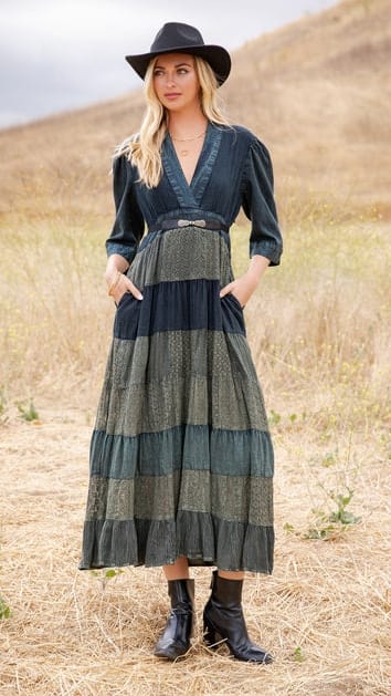 Young Threads Dresses Mixed Patchwork Boho Maxi Dress Mixed Patchwork Boho Maxi Dress