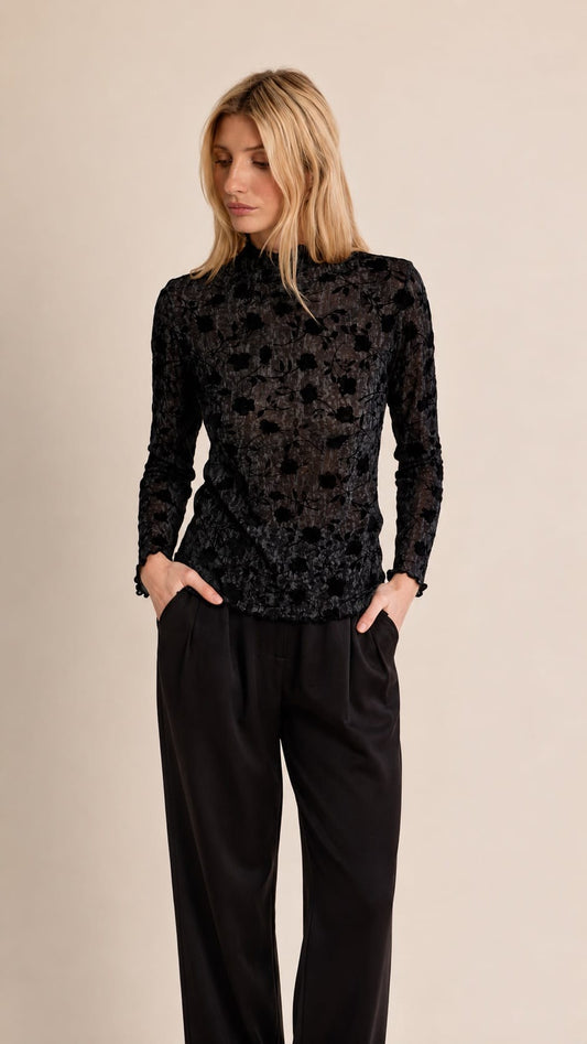 Molly Bracken Tops Molly Bracken Velvet Mesh Undersweater Molly Bracken Velvet Mesh Undersweater