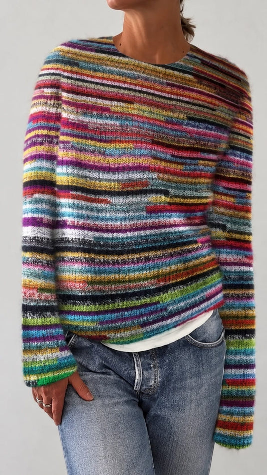 UZ Store Sweaters Multi Stripe Long Sleeve Sweater 71018462 Multi Stripe Long Sleeve Sweater
