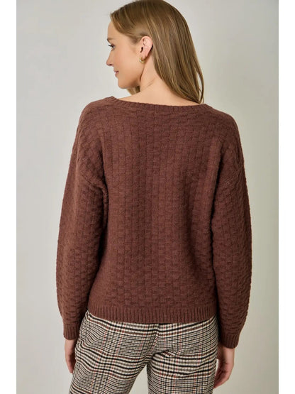 Mystree Sweaters Mystree Textured Knitted Sweater - Multiple Colors Mystree Textured Knitted Sweater - Multiple Colors