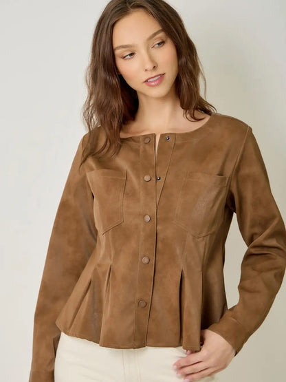Mystree Jackets Mystree Vintage Faux Leather Peplum Jacket Mystree Vintage Faux Leather Peplum Jacket