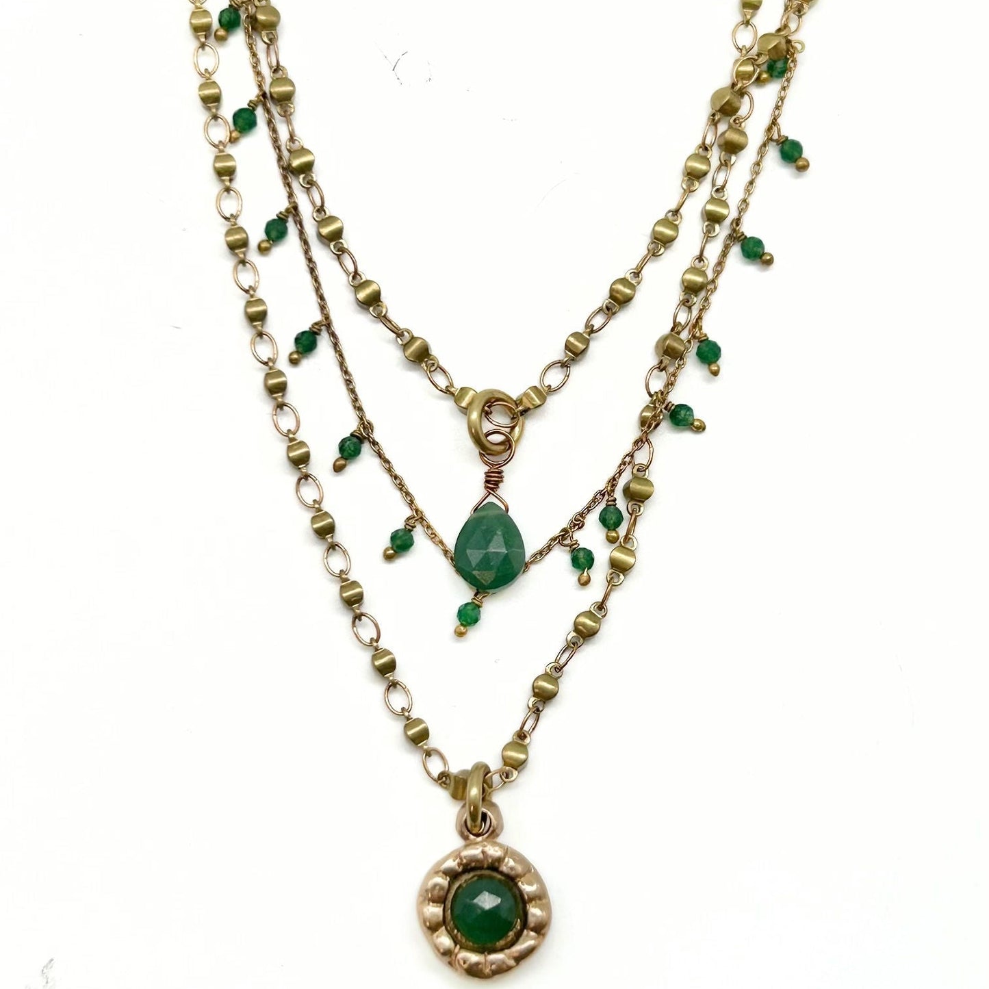 Lock & Key Triple Layered Pendant Necklace
