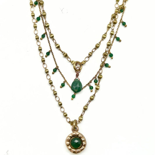 Lock & Key Triple Layered Pendant Necklace