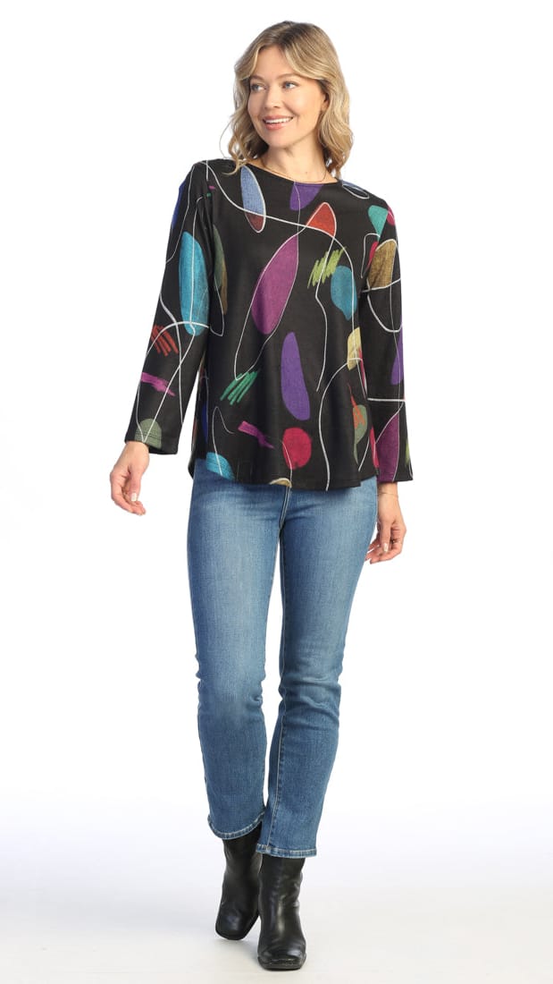 Jess & Jane Tunics Jess & Jane Novelty Brush Tunic Top Jess & Jane Novelty Brush Tunic Top