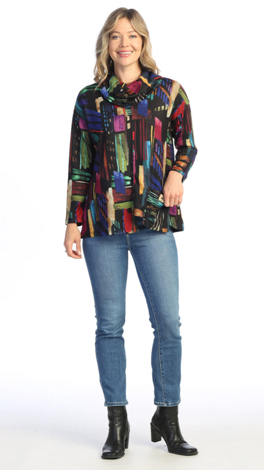 Jess & Jane Novelty Brush Turtleneck Tunic