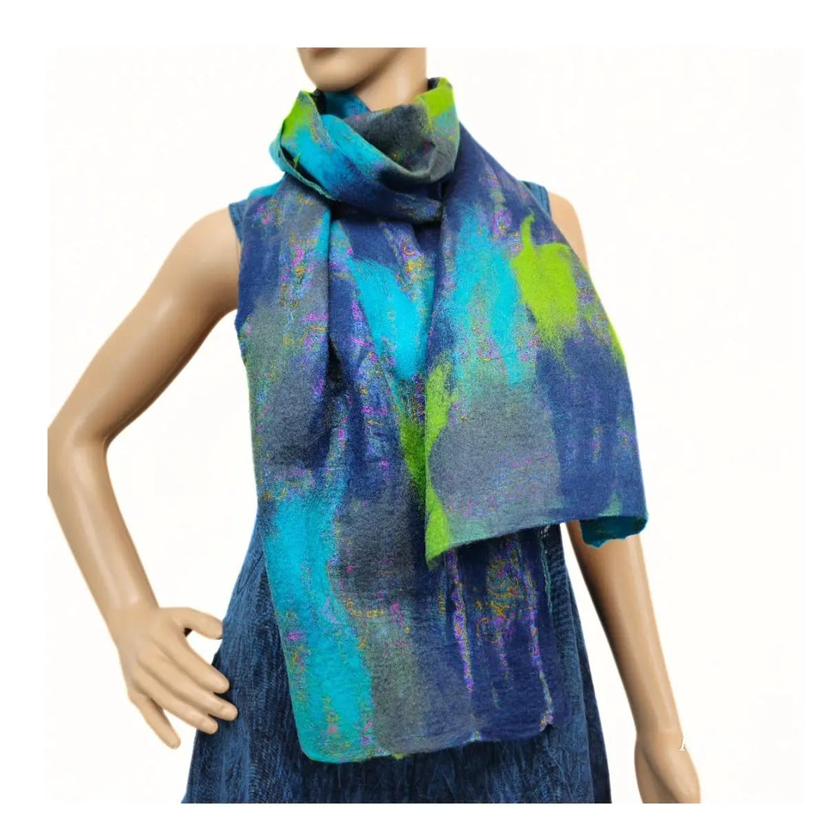 Feltiful Scarves Neon Storm Abstract Felted Scarf Neon Storm Abstract Felted Scarf