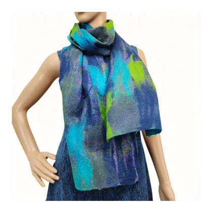 Feltiful Scarves Neon Storm Abstract Felted Scarf Neon Storm Abstract Felted Scarf