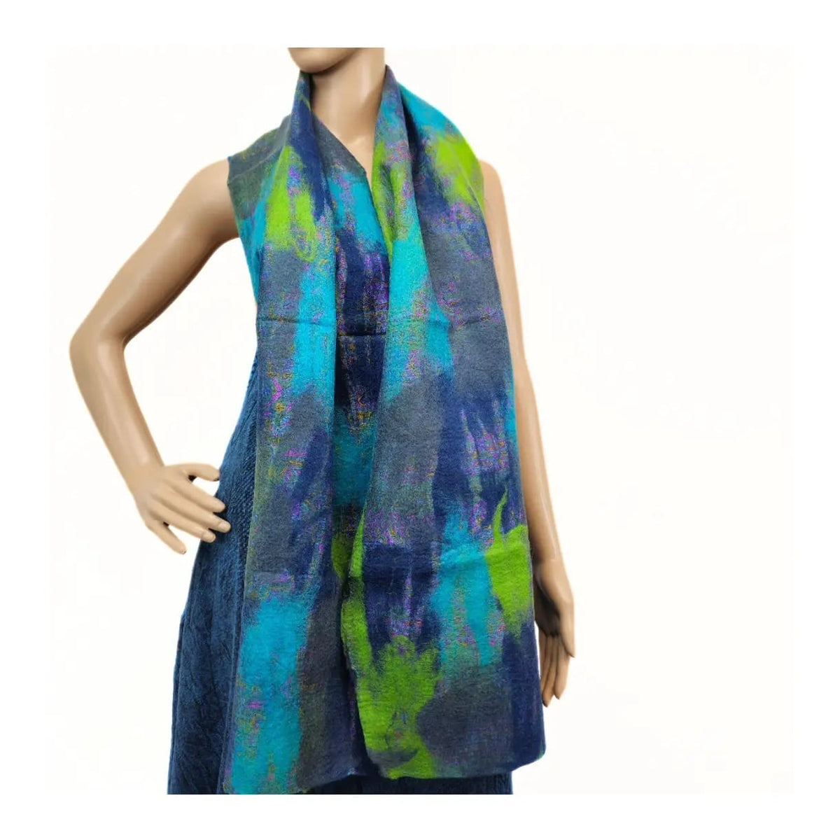 Feltiful Scarves Neon Storm Abstract Felted Scarf Neon Storm Abstract Felted Scarf