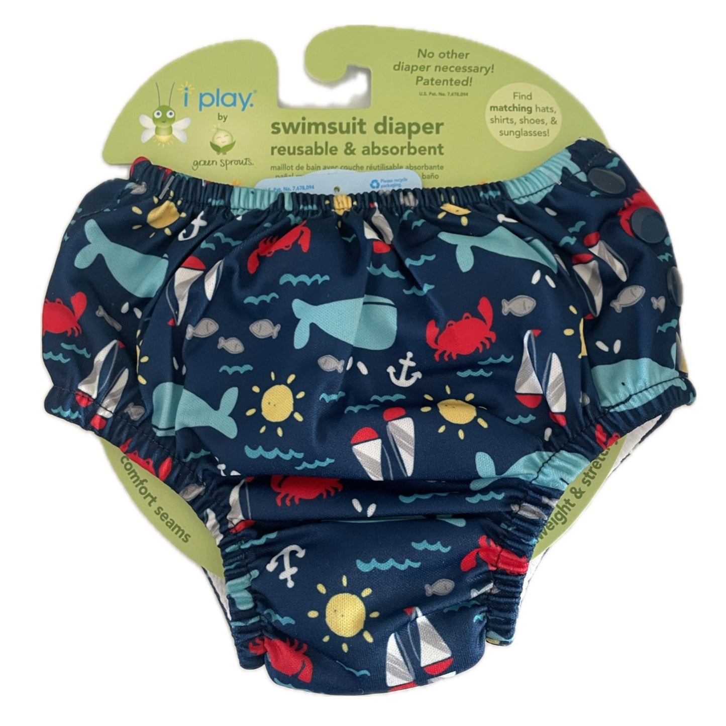 Green Sprouts Snap Reusable Absorbent Swimsuit Diaper - Multiple Prints/Colors