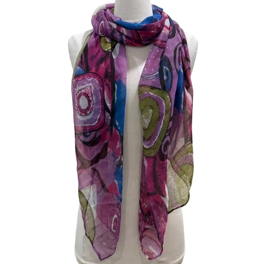 J & X Scarves Abstract Lightweight Scarf - Multiple Colors Abstract Lightweight Scarf - Multiple Colors