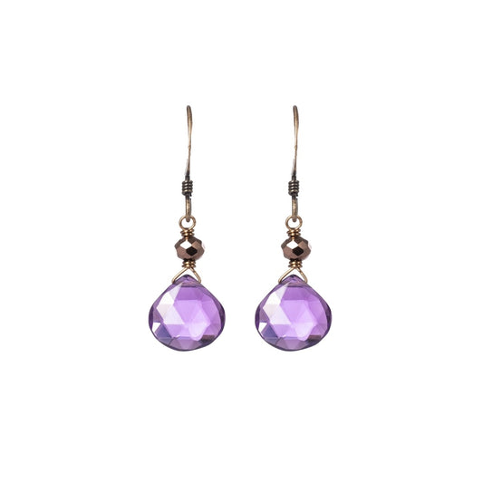 Edgy Petal Purple Quartz and Charcoal Classic Earrings