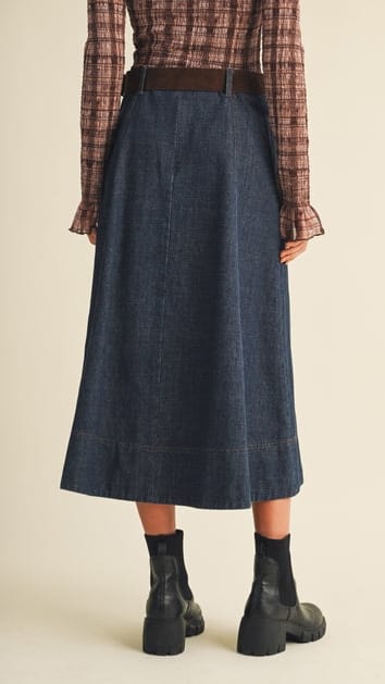 Mustard Seed Skirts Panel Seam A-Line Denim Skirt Panel Seam A-Line Denim Skirt