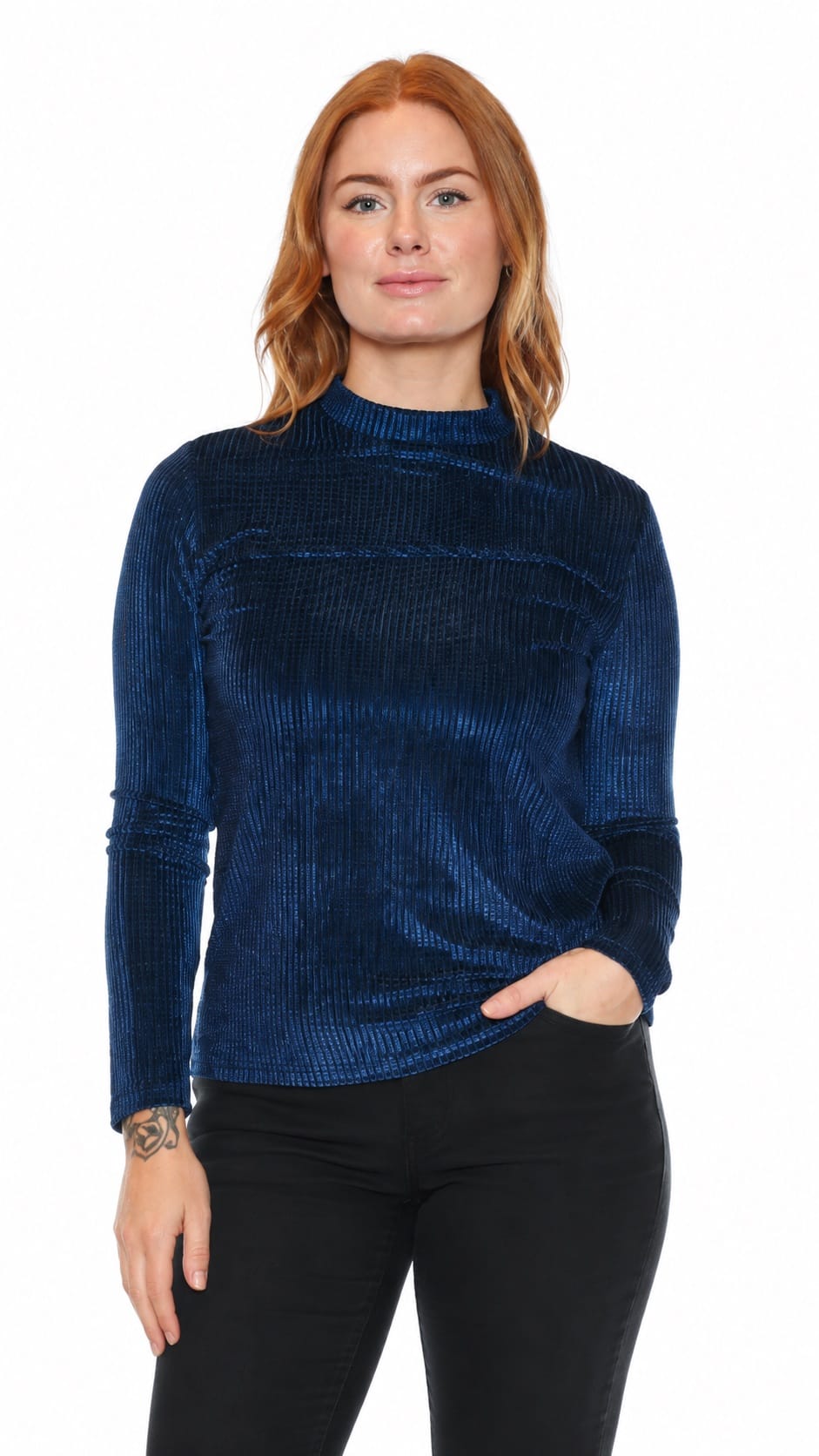 Papa Tops Mock Neck Velour Long Sleeve Top Mock Neck Velour Long Sleeve Top