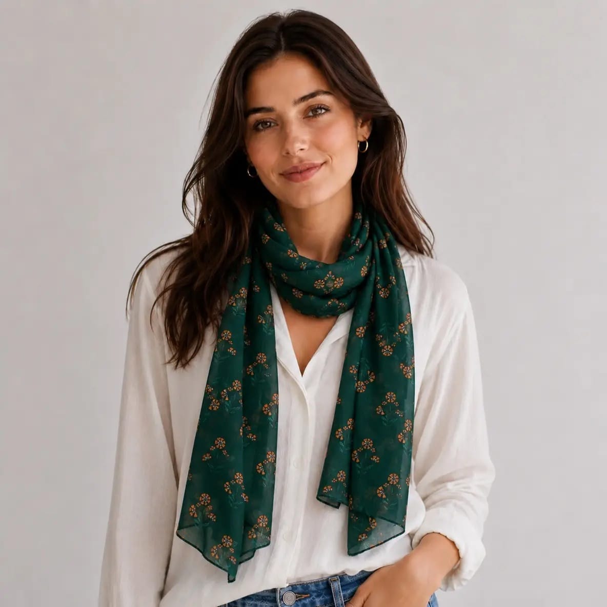 Quintessential Scarves Quintessential Trinity Green Silk Scarf Quintessential Trinity Green Silk Scarf