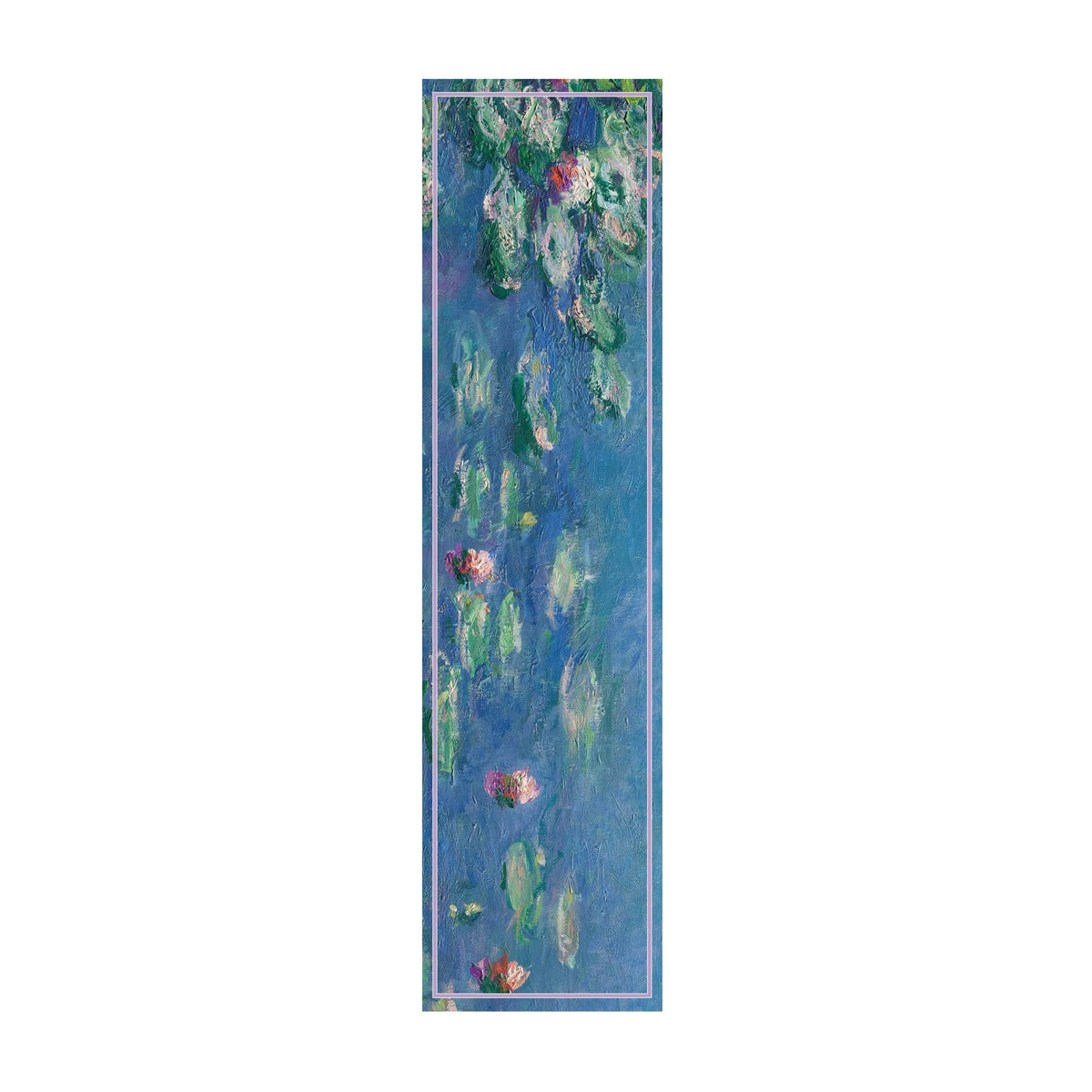 Rug with artistic design of water lilies on a white background