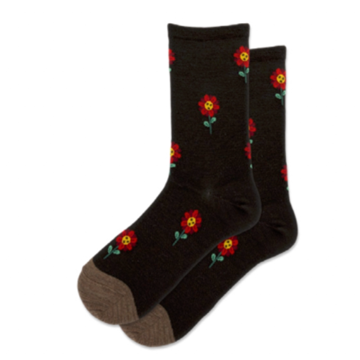 Hot Sox Red Floral Socks
