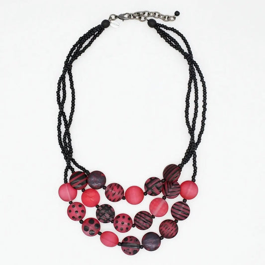Sylca Designs Necklaces Sylca Sea Stone Triple Strand Necklace - Multiple Colors Sylca Sea Stone Triple Strand Necklace - Multiple Colors