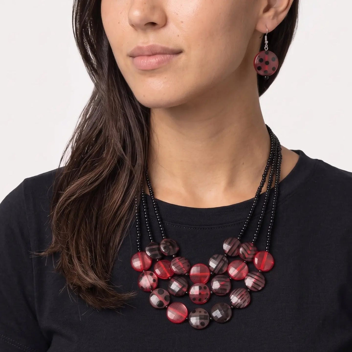 Sylca Designs Necklaces Sylca Sea Stone Triple Strand Necklace - Multiple Colors Sylca Sea Stone Triple Strand Necklace - Multiple Colors