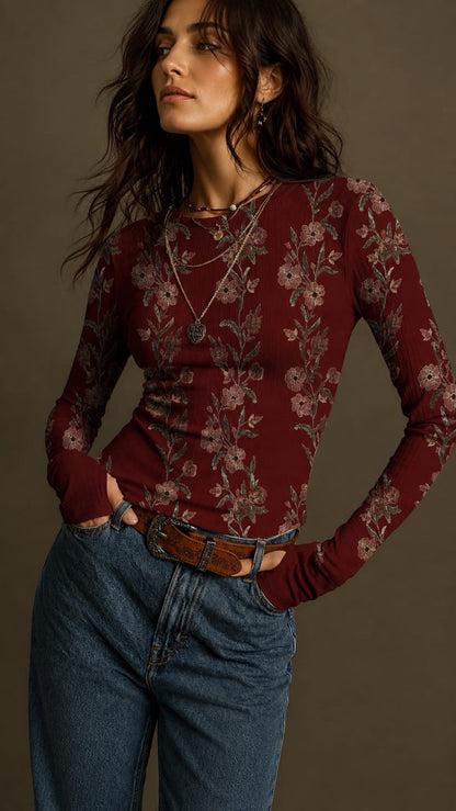 Alberalkirk Tees Retro Floral Knit Tee - Multiple Colors Retro Floral Knit Tee - Multiple Colors