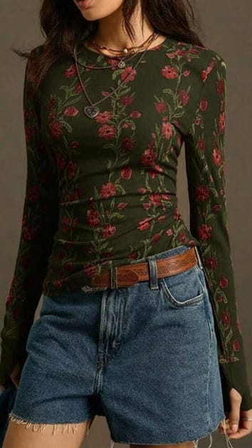 Alberalkirk Tees Retro Floral Knit Tee - Multiple Colors Retro Floral Knit Tee - Multiple Colors