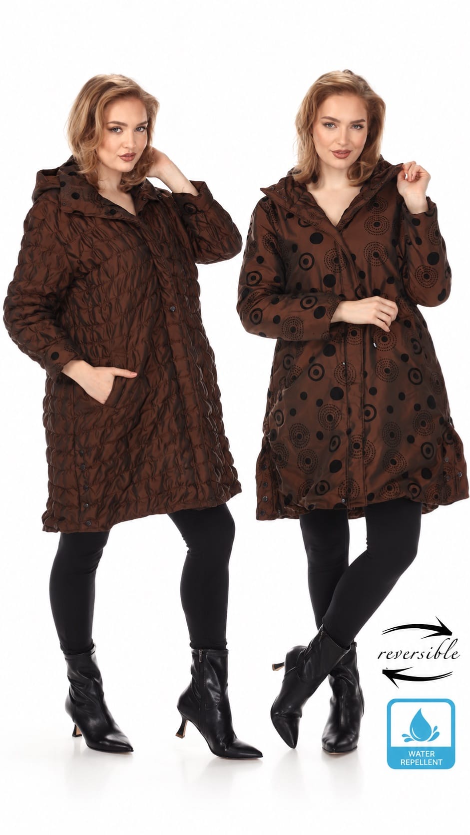 Oopera Jackets Reversible Puffer Long Jacket with Hood - Multiple Colors 59737822 Reversible Puffer Long Jacket with Hood - Multiple Colors