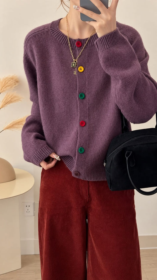 UZ Store Cardigans Round Neck Multi Button Cardigan - Multiple Colors 80400606 Round Neck Multi Button Cardigan - Multiple Colors