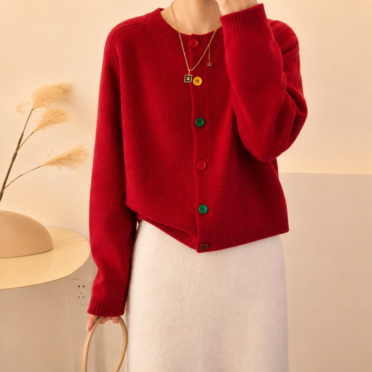 Round Neck Multi Button Cardigan - Multiple Colors