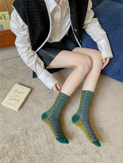 Funkyrel Limited Socks Rufia Folk Pattern Crew Sock - Multiple Colors Rufia Folk Pattern Crew Sock - Multiple Colors