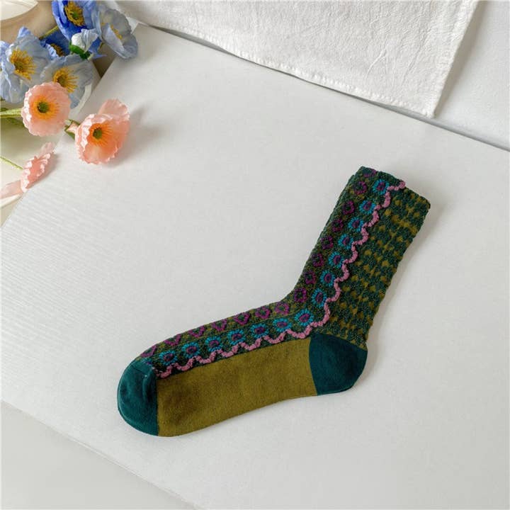 Funkyrel Limited Socks Rufia Folk Pattern Crew Sock - Multiple Colors 36087774 Rufia Folk Pattern Crew Sock - Multiple Colors