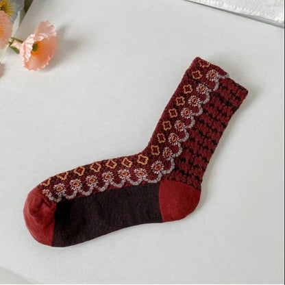 Funkyrel Limited Socks Rufia Folk Pattern Crew Sock - Multiple Colors 36055006 Rufia Folk Pattern Crew Sock - Multiple Colors